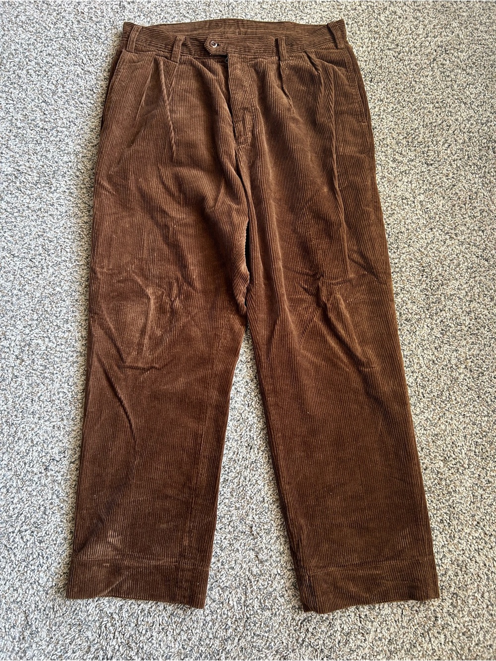 Bronson MFG. Men's Brown Corduroy Pleated Trousers